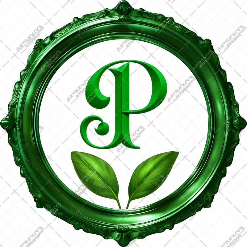 P - Emerald Leaves Monogram - Letter P, AIADMK Monogram, AIADMK Political Party, AIADMK, Logo, RE-Revive Studio