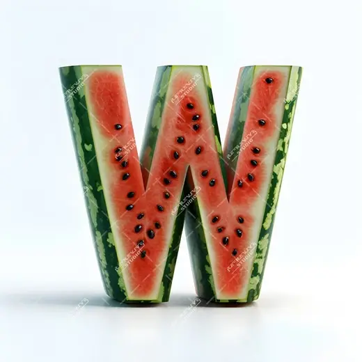 W - Watermelon Monogram - Letter W, Logo, Brand, RE-Revive Studio