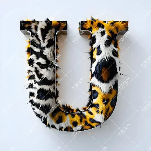 U - Tiger Fur Monogram - Letter U, Logo, Brand, RE-Revive Studio
