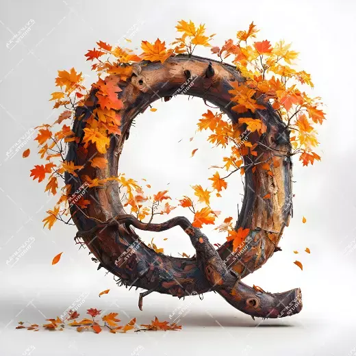 Q - Autumn Tree Monogram - Letter Q, Logo, Brand, RE-Revive Studio