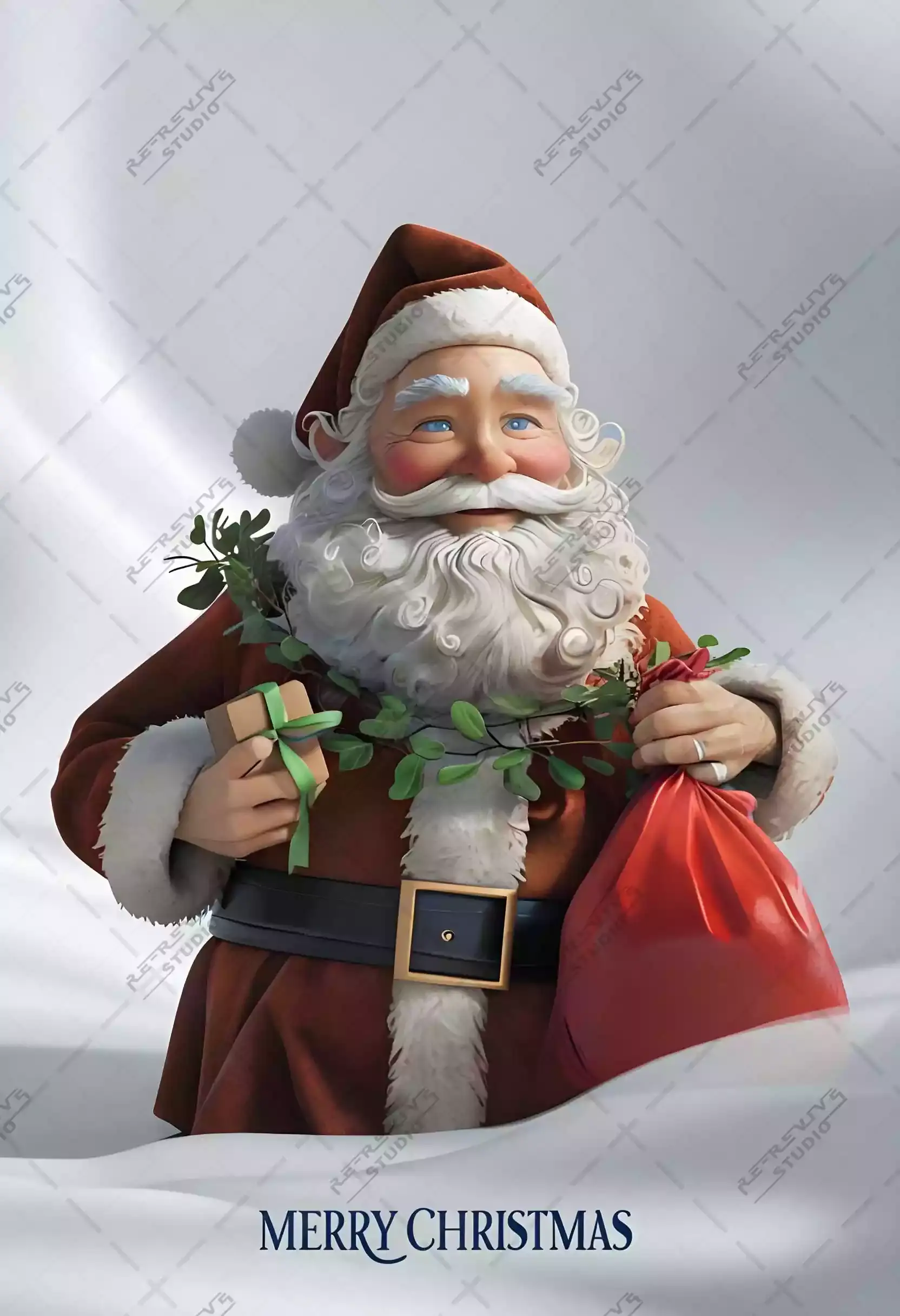 Santa Claus Holding Gifts Poster Design - Merry christmas, Christmas poster, Santa Claus Poster, RE-Revive Studio