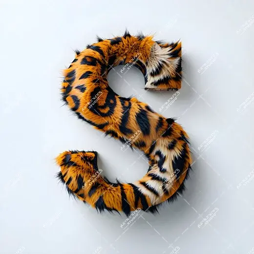 S - Tiger Fur Monogram - Letter S, Logo, Brand, RE-Revive Studio