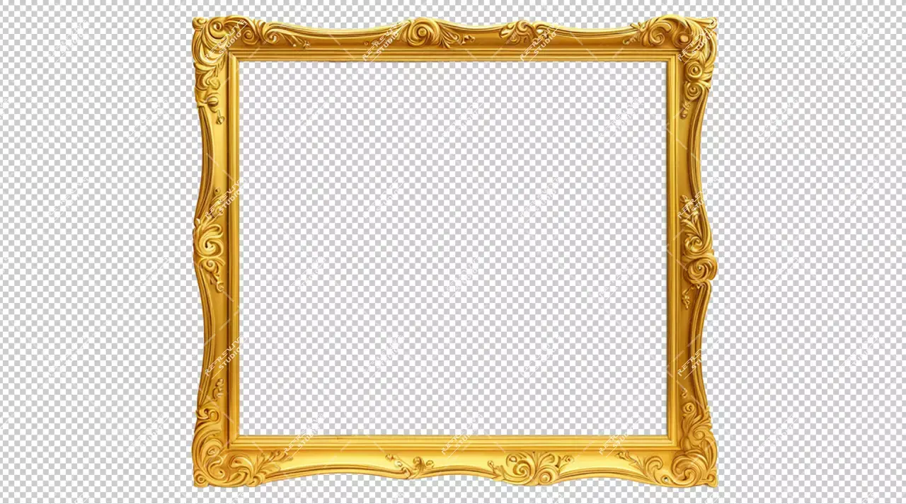 Gold Photo Frame Square Shape Png - Photo Frame, Art, Square Frame, Gold Photo Frame, Png, Isolated - RE-Revive Studio