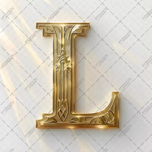 L - Gold Art Monogram - Letter L, Logo, Brand, RE-Revive Studio