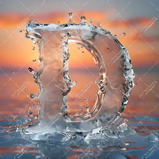 D - 3D Ice Sunset Monogram - Letter D, Logo, Brand, RE-Revive Studio