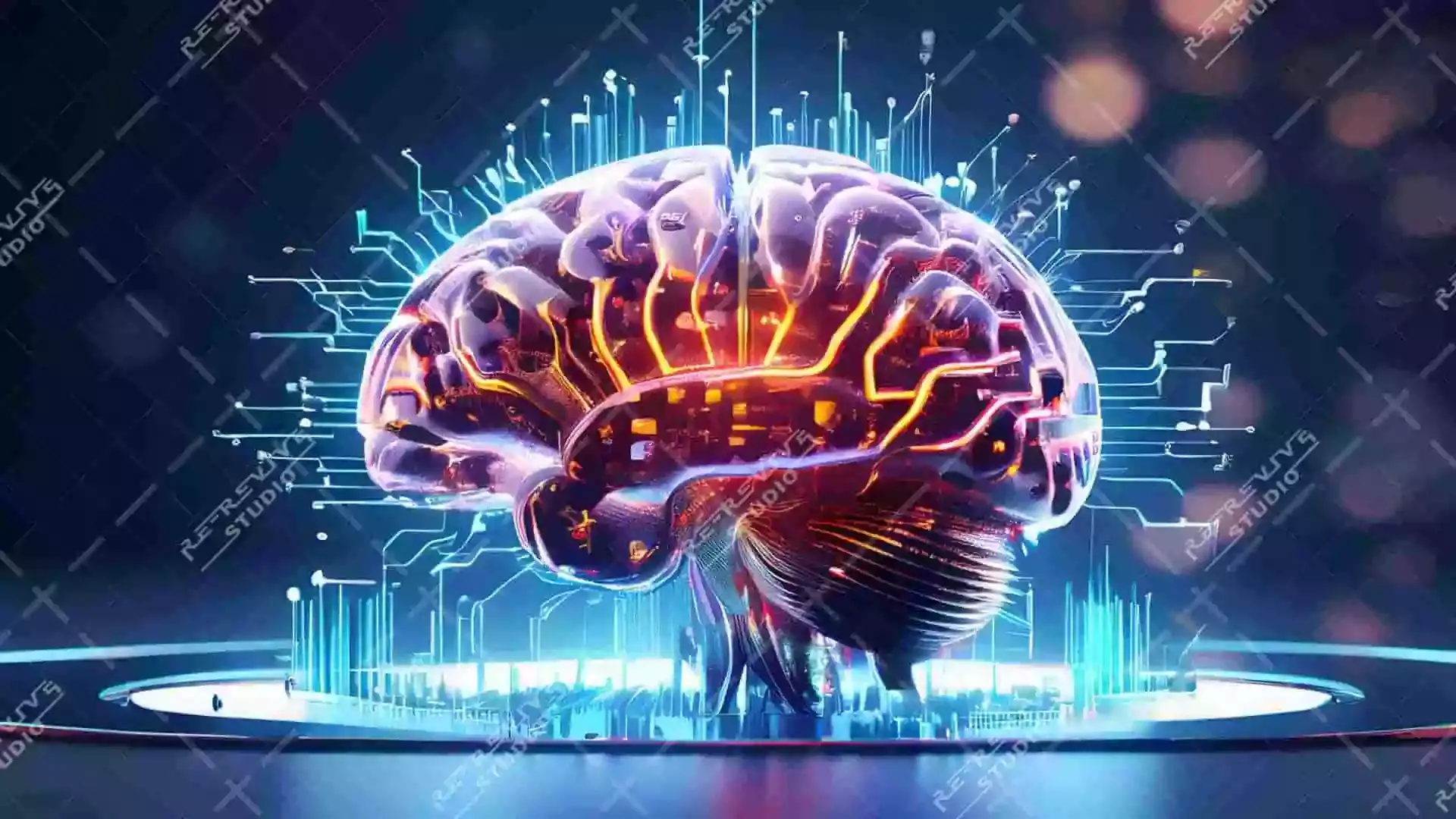 Artificial Intelligence Brain - artificial intelligence, human brain, futuristic, computer network, technology, AI