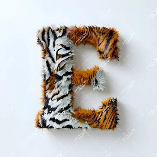 E - Tiger Fur Monogram - Letter E, Logo, Brand, RE-Revive Studio