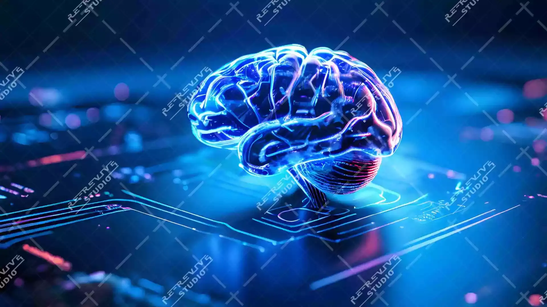 AI Electronic Cyber Brain Neuroscience - Artificial Intelligence, Human Brain, Biotechnology, Machine learning