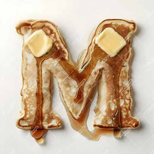 M - Delicious Pancake Monogram - Letter M, Logo, Brand, RE-Revive Studio