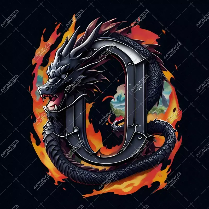 O - Dragon Flame Monogram - Letter O, Dragon Flame, Dragon Ball, Anime, Flame, RE-Revive Studio