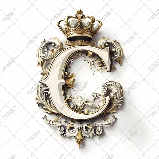C - Crown Ornate Monogram - Letter C, Logo, Brand, RE-Revive Studio