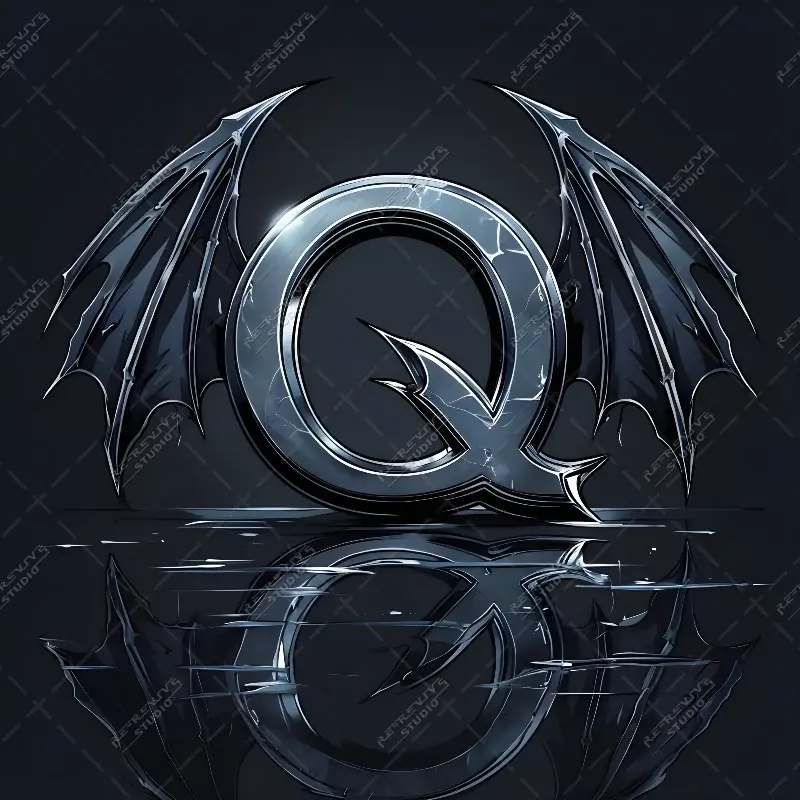 Q - Demon Wings Monogram - Letter V, Demon Wings, Dragon Ball, Anime, Flame, Shenron, RE-Revive Studio