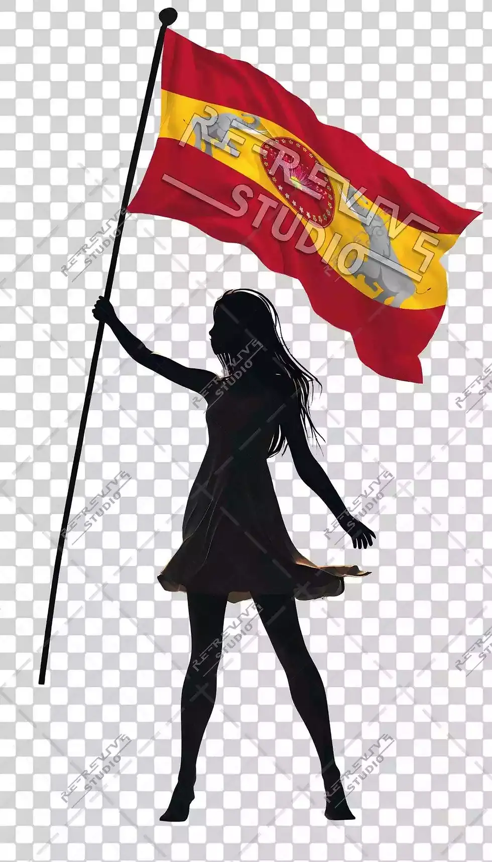 Woman Holding TVK Flag Png - TVK Flag Png, TVK Png, TVK Flag Image, TVK Flag Silhouette, RE-Revive Studio