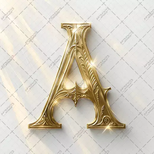 A - Gold Art Monogram - Letter A, Logo, Brand, RE-Revive Studio