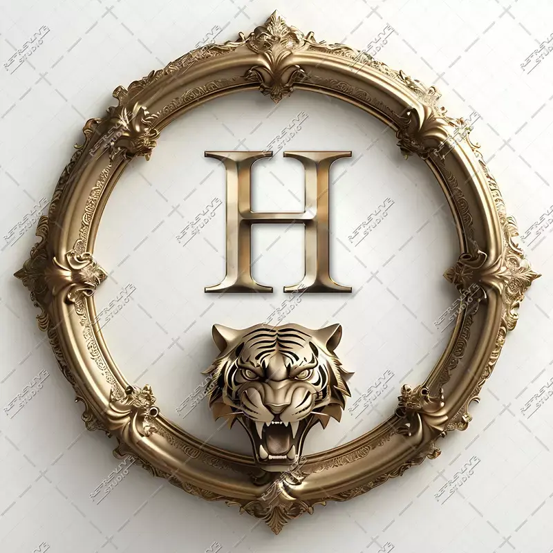 H - Ornate Tiger Monogram - Letter H, NTK Monogram, NTK Political Party, NTK, Logo, RE-Revive Studio