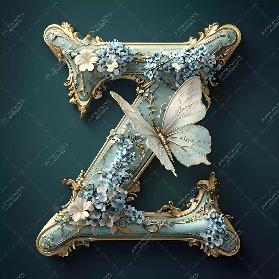 Z - Elegant Floral Monogram - Letter Z, Monogram, Logo, Brand, RE-Revive Studio