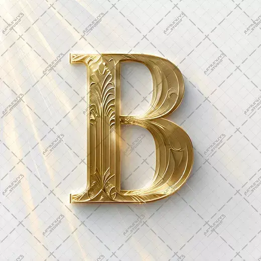 B - Gold Art Monogram - Letter B, Logo, Brand, RE-Revive Studio
