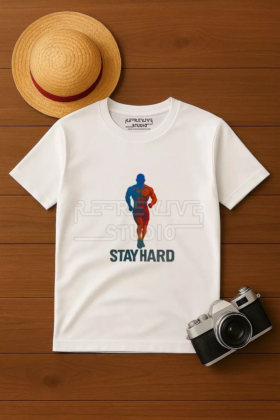 Stay Hard motivational printed white t-shirt - Stay Hard T-Shirt, Motivation T-Shirt, Gym T-Shirt | RE-Revive Studio