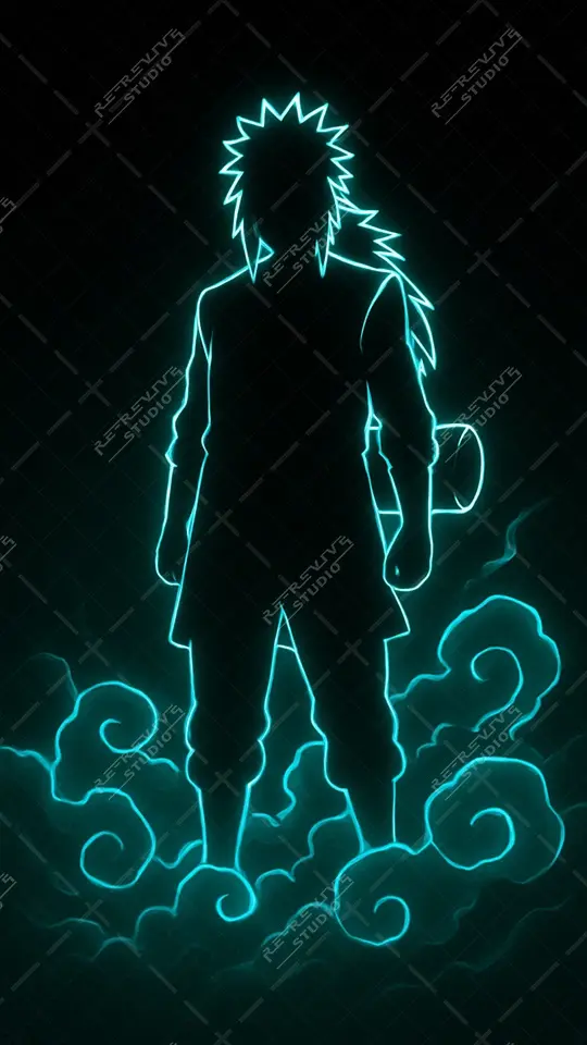 Anime mobile wallpaper of Master Jiraiya glowing with teal chakra aura, Naruto Anime Wallpaper - RE-Revive Studio.