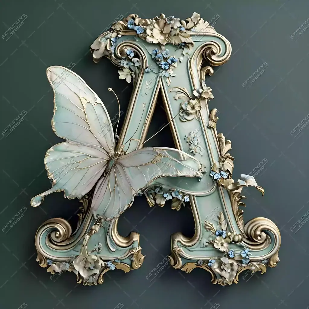 A - Elegant Floral Monogram - Letter A, Monogram, Logo, Brand, RE-Revive Studio