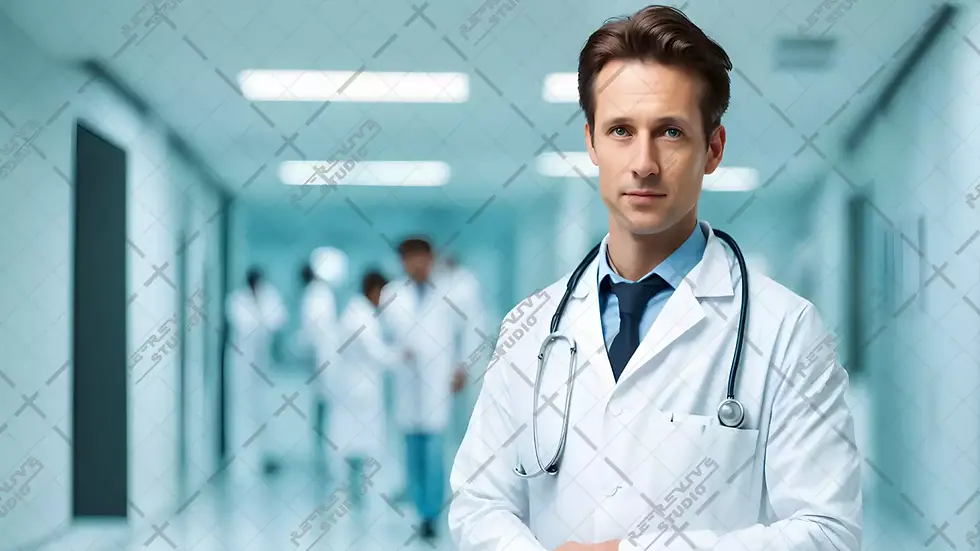Male Doctor with Sethoscope in Hospital - Health Care, Medicine, Physician, Scientist - RE-Revive Studio