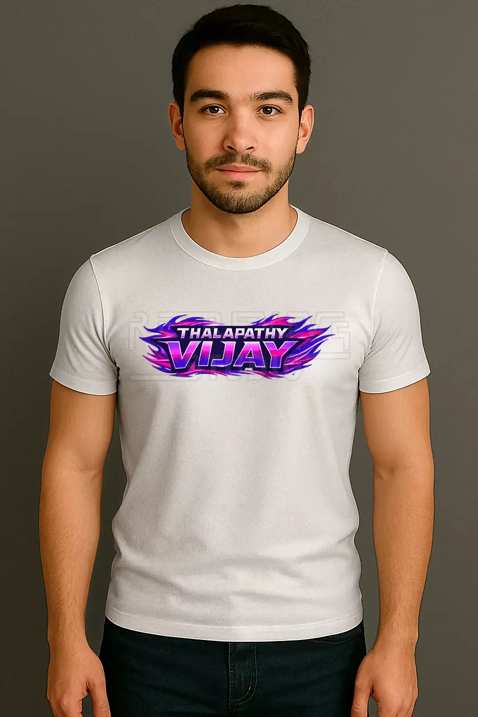 Thalapathy Vijay printed white t-shirt with colorful artwork - Thalapathy Vijay T-Shirt, Vijay T-Shirt | RE-Revive Studio