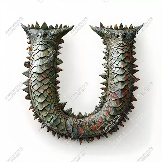 U - Dinosaur Scales Monogram - Letter U, Logo, Brand, RE-Revive Studio