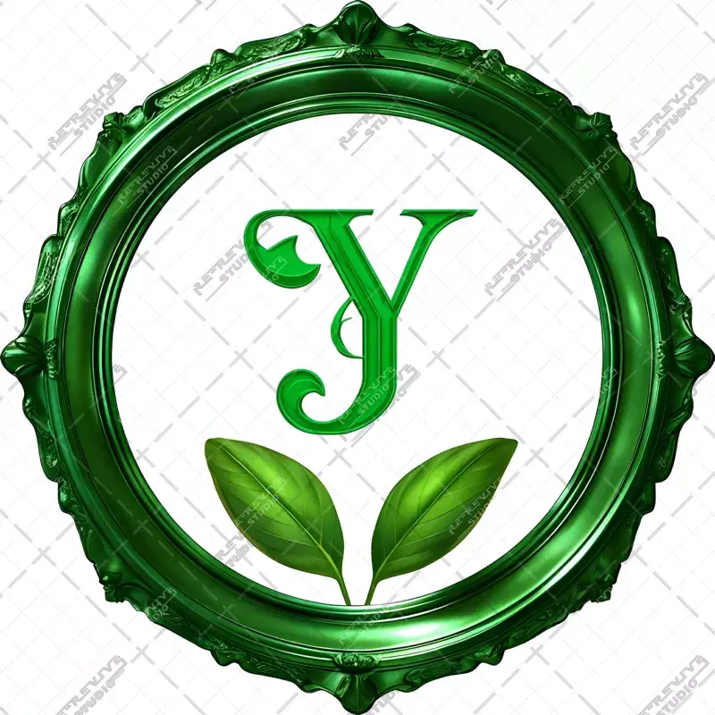 Y - Emerald Leaves Monogram - Letter Y, AIADMK Monogram, AIADMK Political Party, AIADMK, Logo, RE-Revive Studio