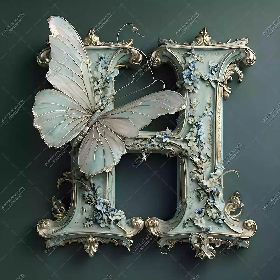 H - Elegant Floral Monogram - Letter H, Monogram, Logo, Brand, RE-Revive Studio