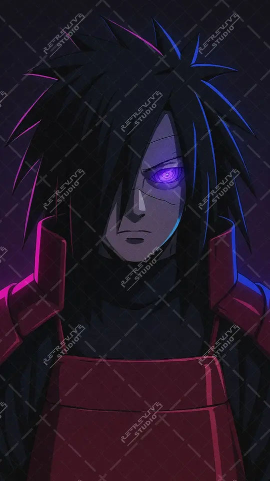 Madara Uchiha anime portrait with glowing rinnegan eye art style, Naruto Anime Wallpaper - RE-Revive Studio.