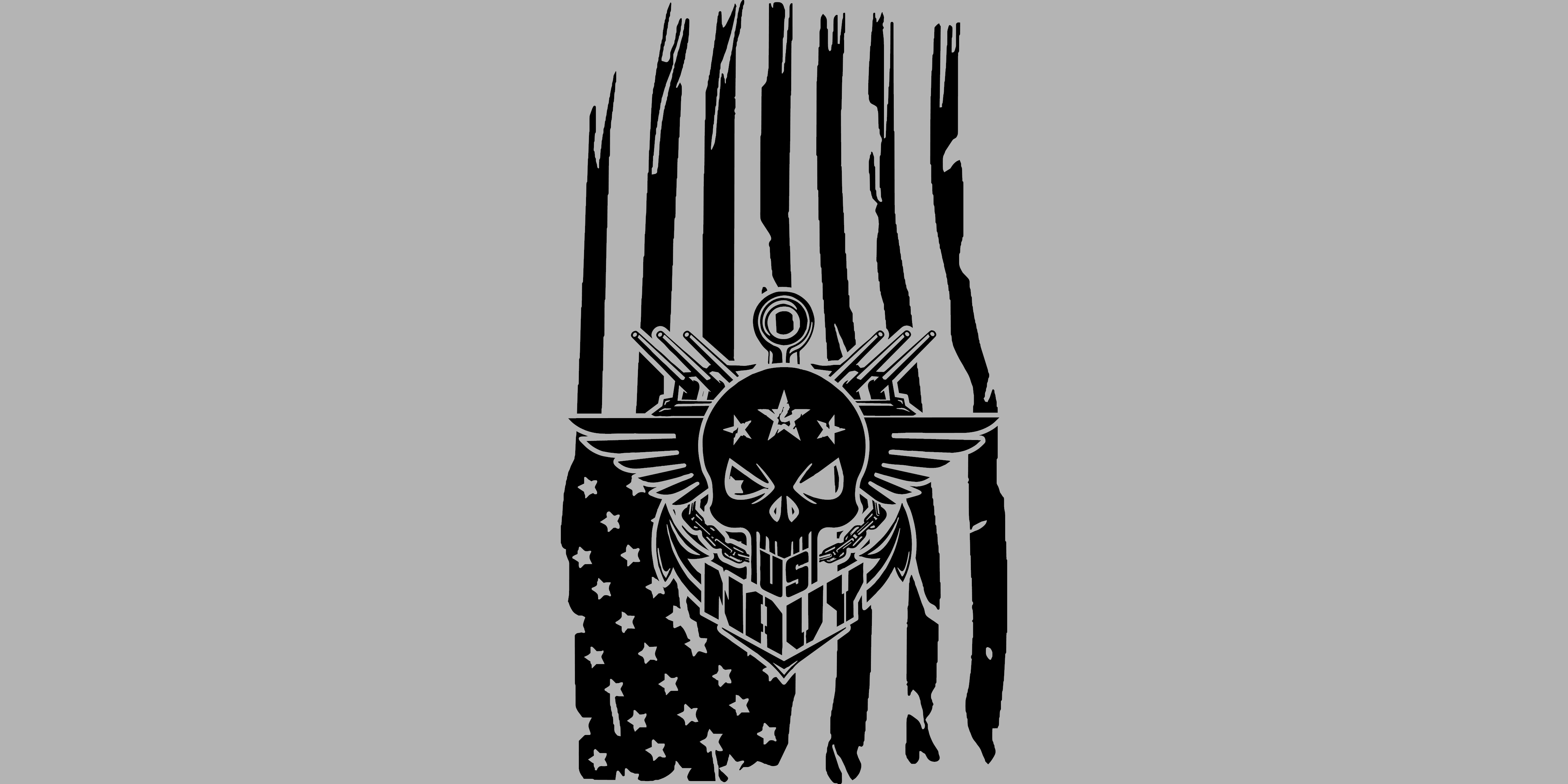 Silverado US Flag/US Navy Skull & Anchor Hood Decal
