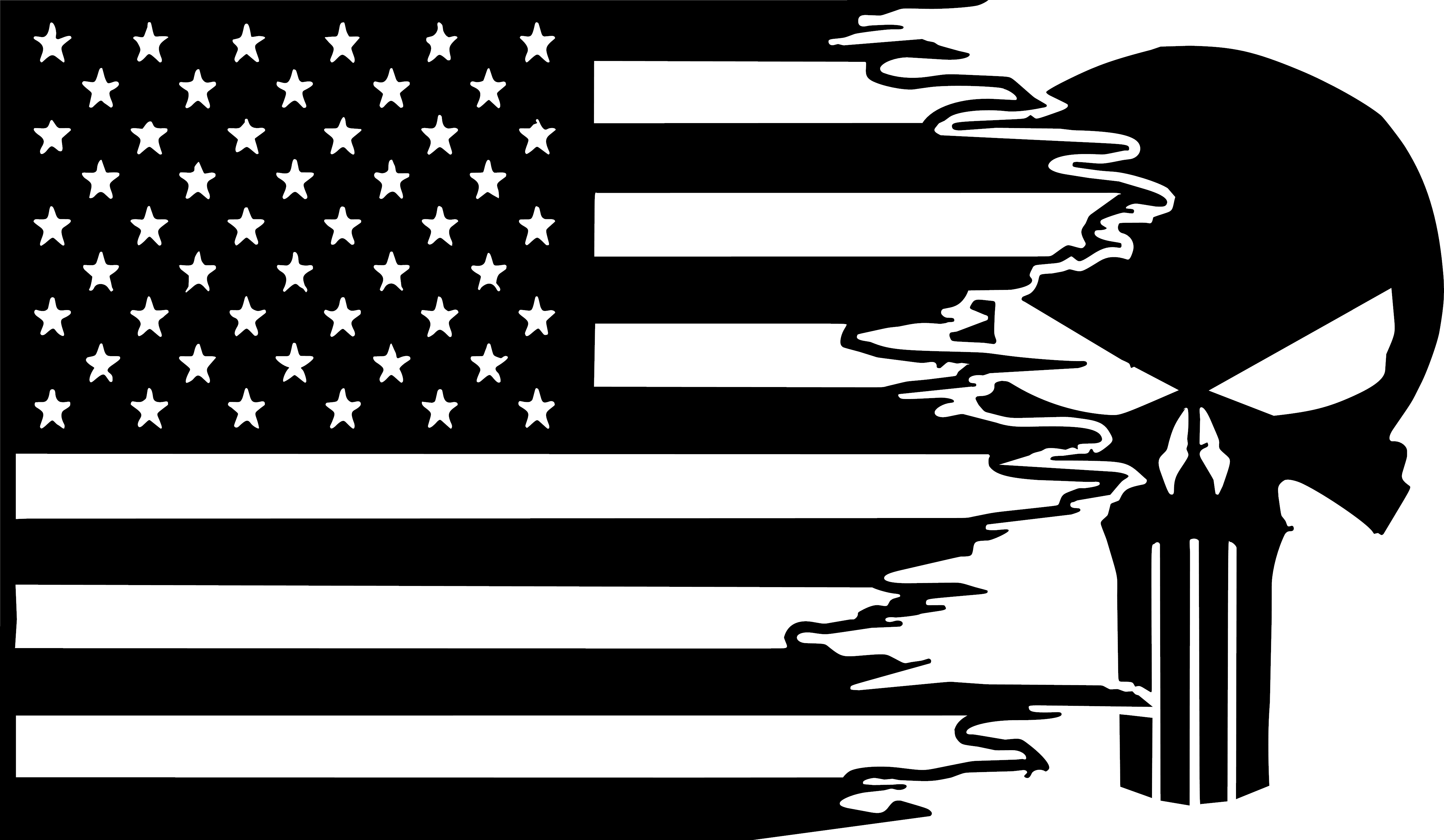 Jeep Rear Window Tattered Flag/Punisher Decals