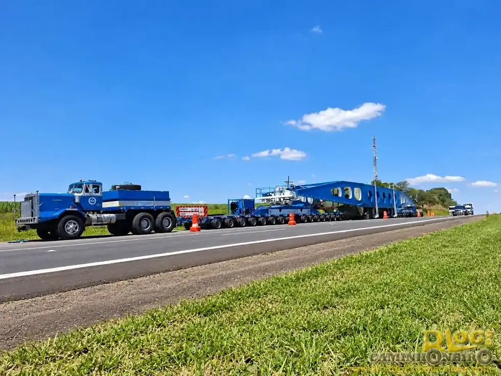 Carga indivisível de 576 toneladas e 112 metros de comprimento altera o trânsito na Rodovia Castello Branco