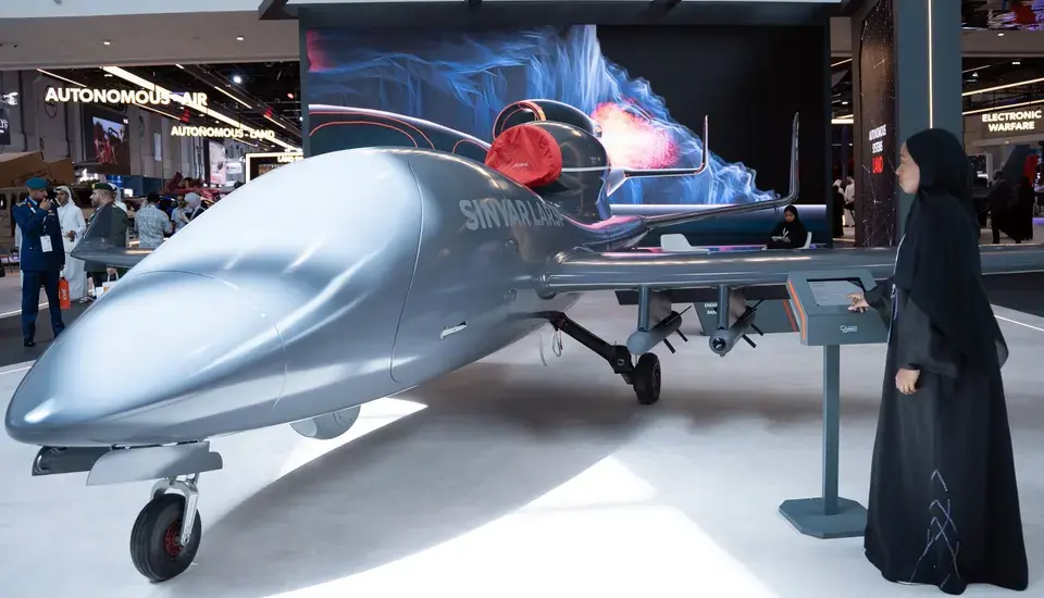 Wam | A drone on display at the Idex exhibition in Abu Dhabi. Charles Woodburn, CEO of BAE Systems, expects ‘higher defence spending in the region’