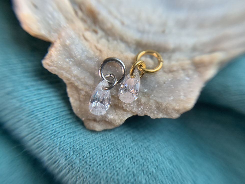 Pingente Gota Cristal (Natural e PVD Gold)