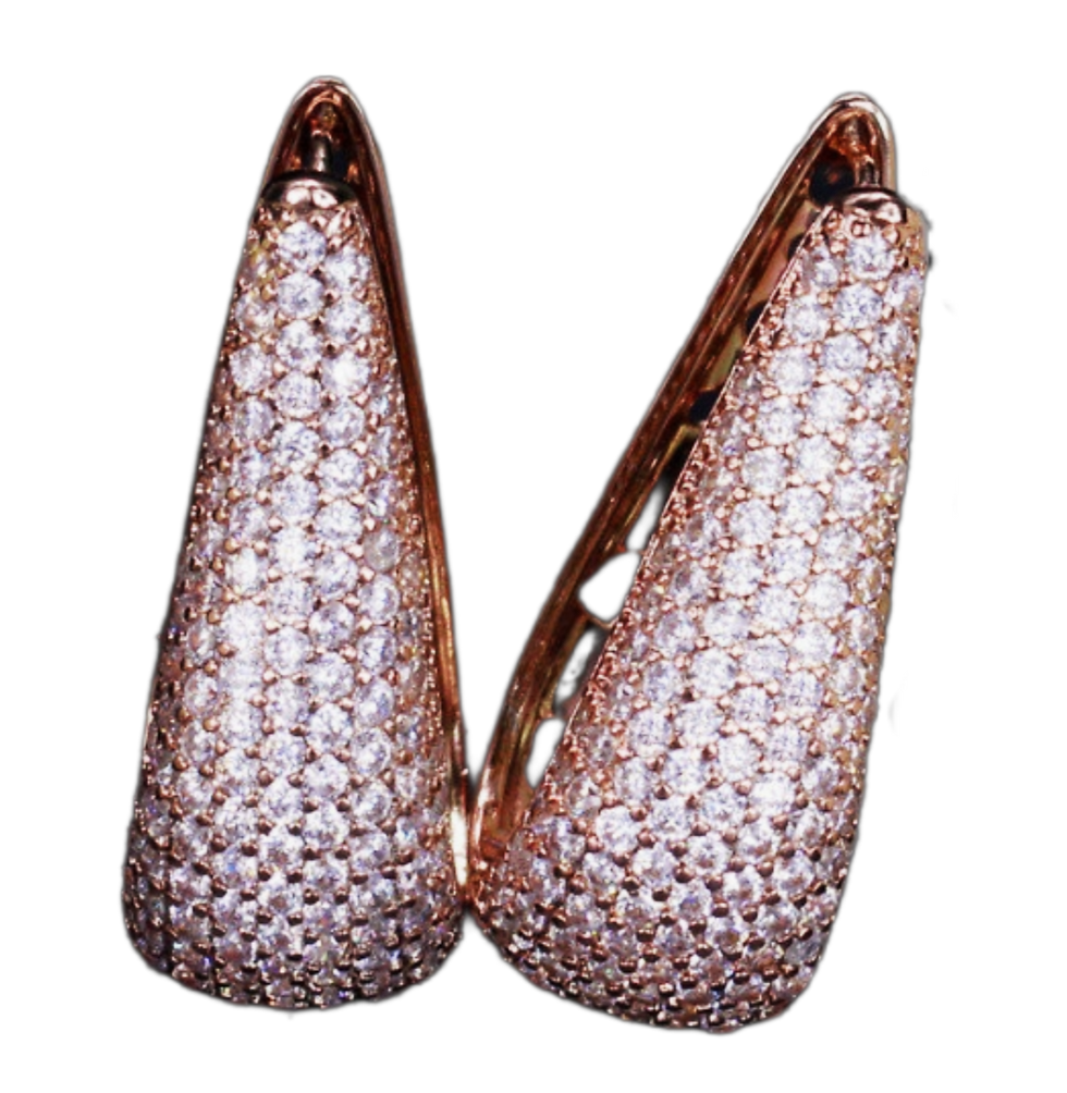 Gold Pave CZ Hoop Earrings