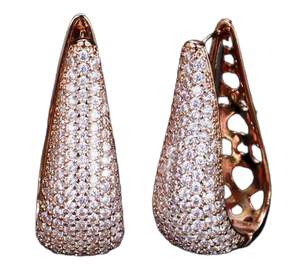 Gold Pave CZ Hoop Earrings
