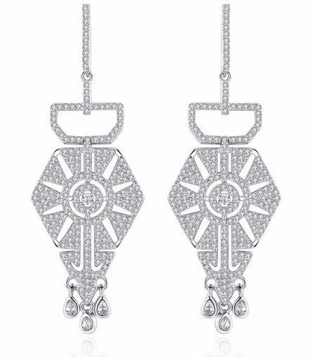 Vintage Art Deco Style Drop Crystal Earrings