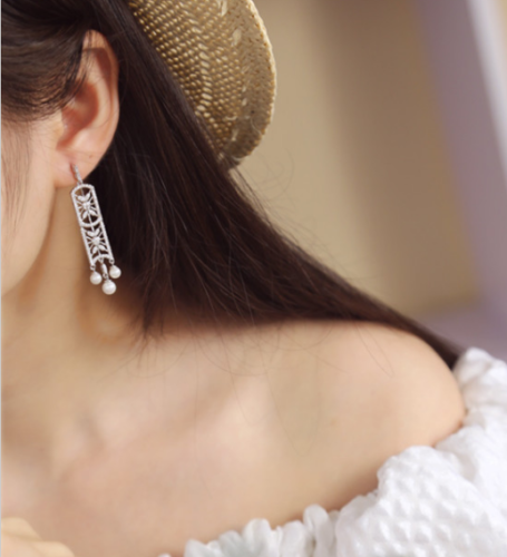 Art Deco CZ aned Pearl Drop Earrings