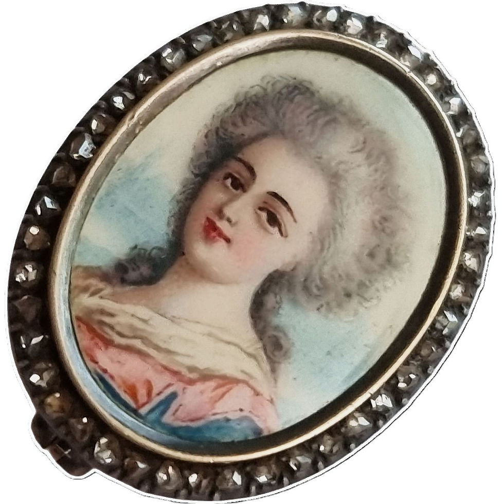 Antique victorian french diamond portrait miniature brooch