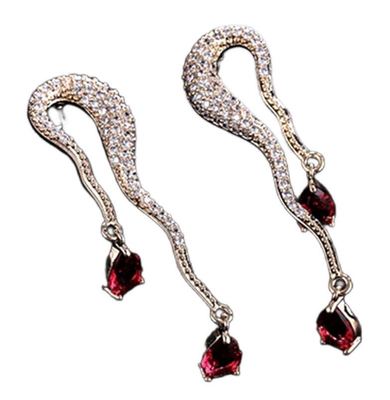 Red Gold Drop Dangle Earrings