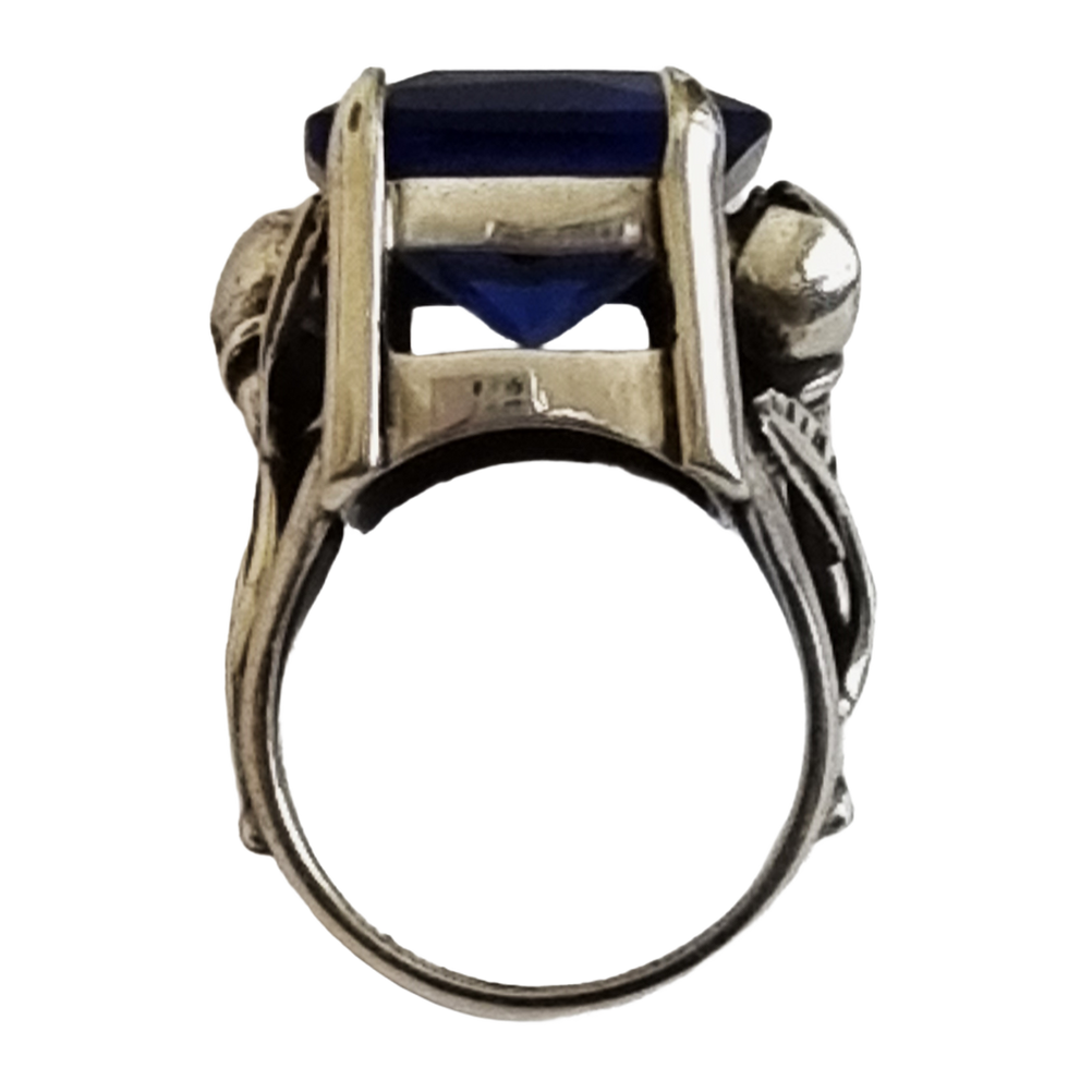 Thumbnail: Vintage Silver Blue Paste Ring