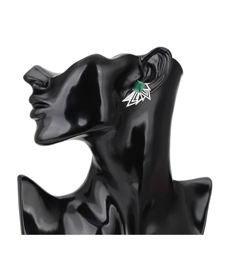 Green CZ Spiky Earrings