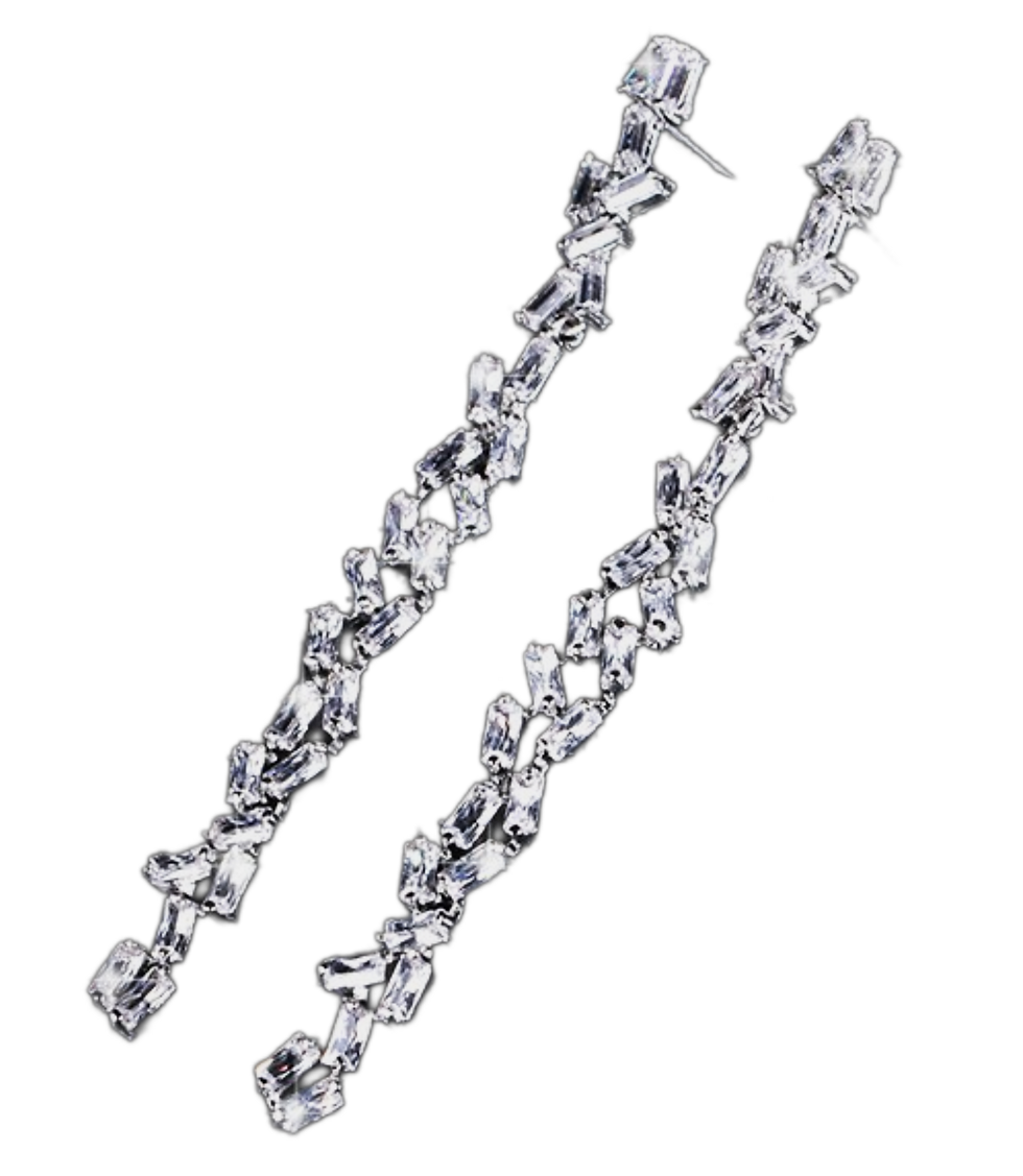 Long CZ Drop Earrings