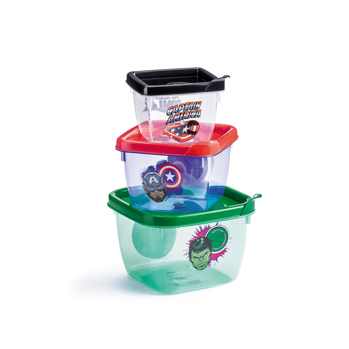 Kit 3 Potes Quadrados Capitao America E Hulk