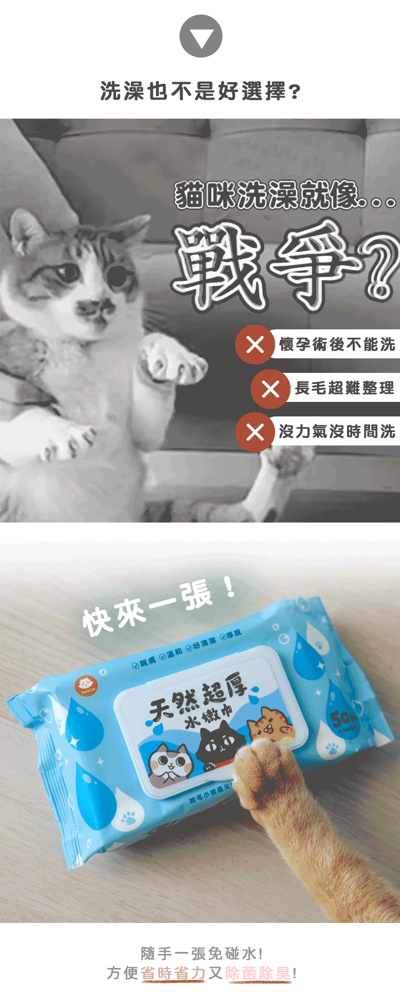 縮圖：✨ParkCat 天然超厚水嫩．益菌寵物濕紙巾 50抽(貓犬通用)✨