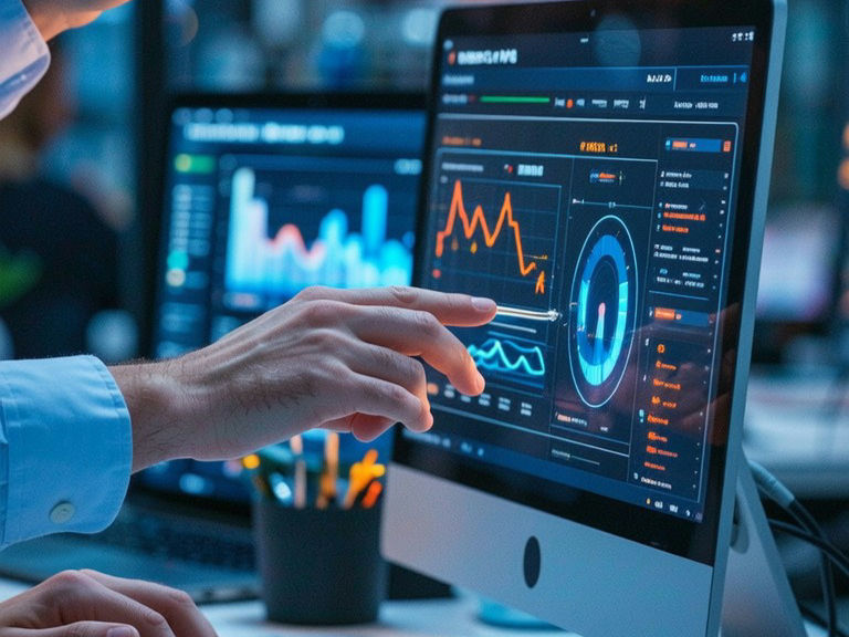 Close-up view of a laptop screen displaying a cloud computing dashboard