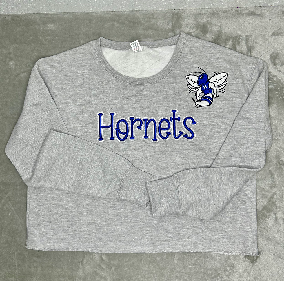 3D Puff Embroidered Hornets Crop (Adult Only)