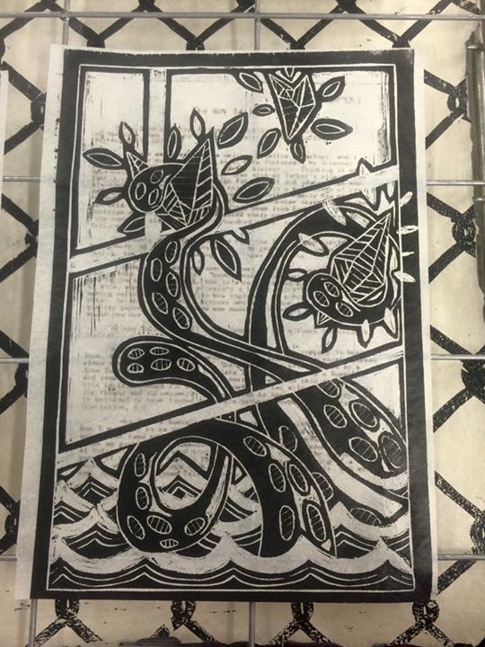 kraken on transfer paper