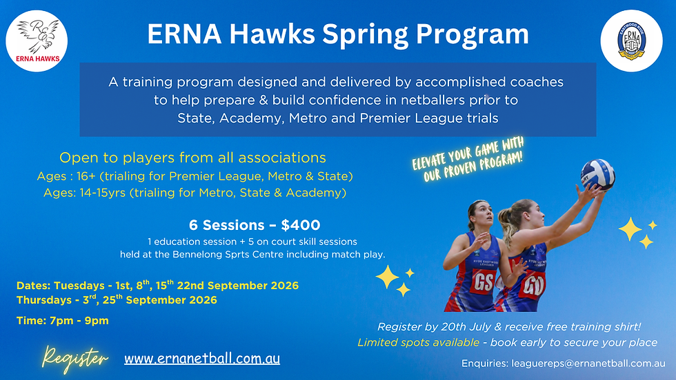 2026 ERNA Hawks Spring Program registrations now open